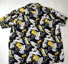 Dem Crazy Shirt Adult Mens Large Short Sleeve Button Up Martini Shaker Cocktail