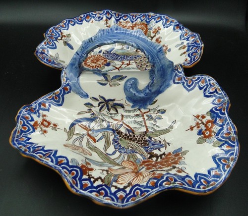 Faïence GIEN ancien mendiant serviteur 1938 1960 décors Paons oiseau de paradis - Picture 4 of 8