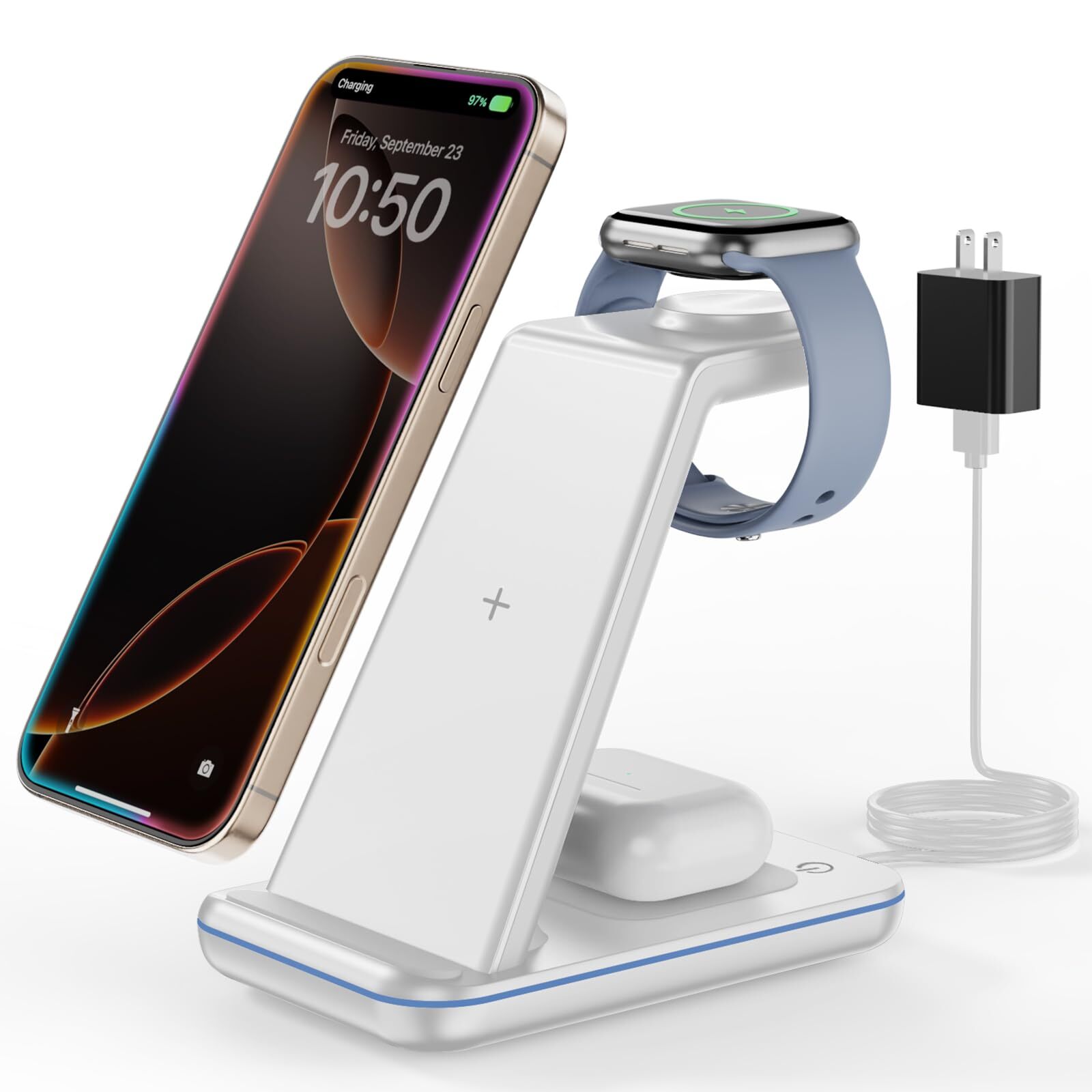 3 in 1 Wireless Charging Station, Wireless Charger Stand for Multiple Apple D...