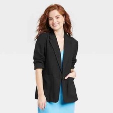 Small - Womens Relaxed Fit Essential Blazer - A New Day - Black