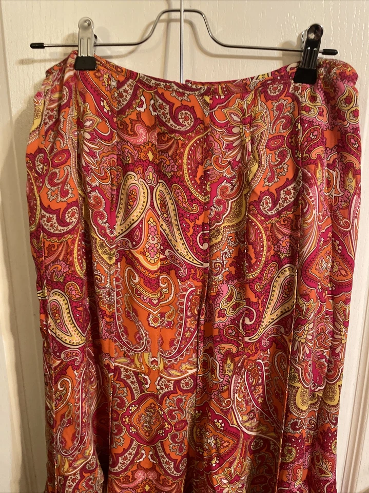 Talbots Long Fit and Flair Orange Color Mix Zip Long Skirt Size 4P Women's - Image 2 of 4