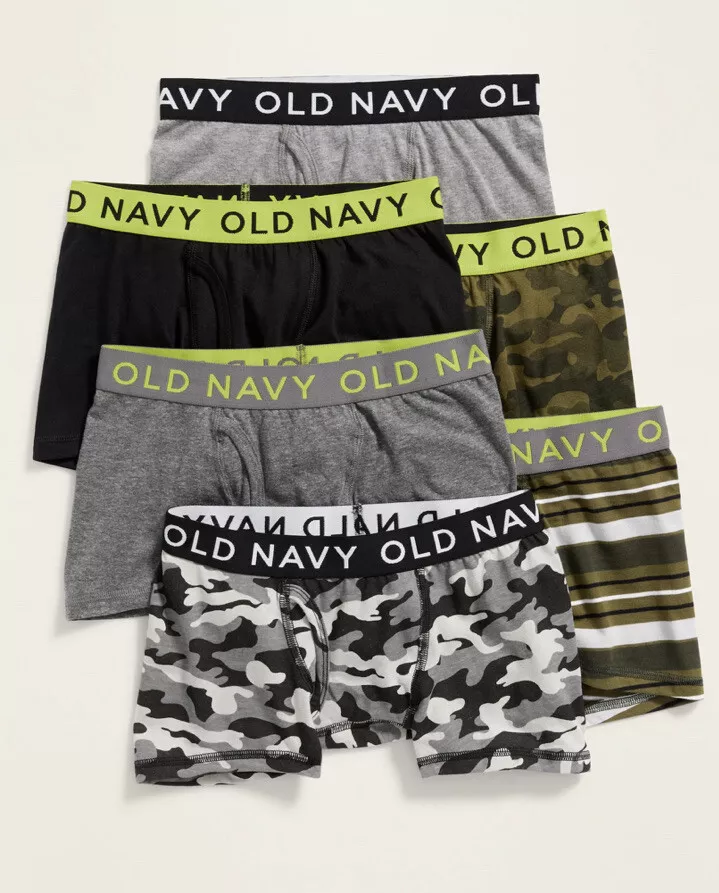 Old Navy Boy Underwear 6 Pack Boxer Brief Solid Camo Stripes Size Medium | M