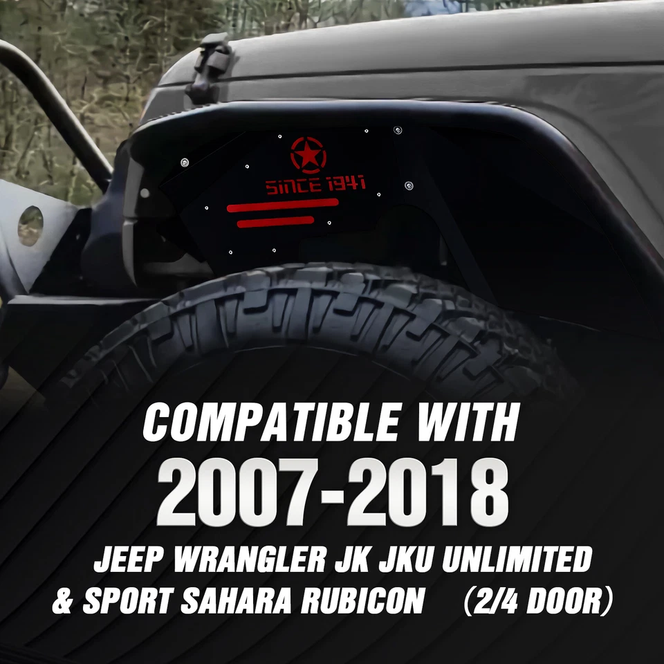 4PCS Inner Fender Wells Mud Liners For Jeep Wrangler 2007-2018 JK&JKU Unlimited - Image 2 of 4