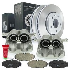 Bremssättel + Bremsscheiben + Bremsbeläge Satz vorne für Nissan Opel Renault