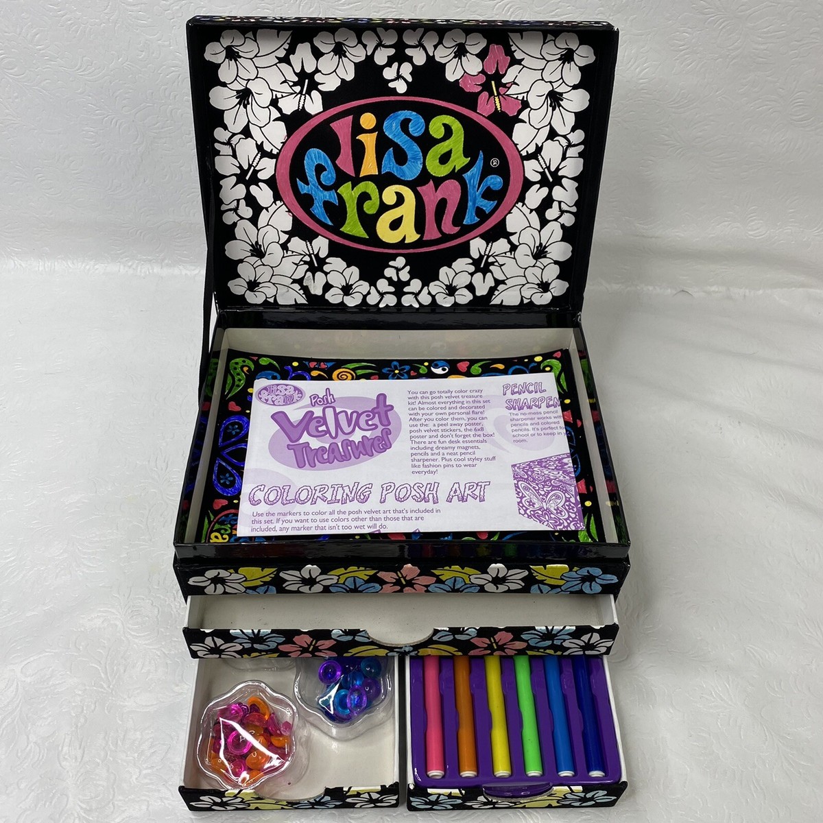 Vtg Lisa Frank Velvet Treasures Fuzzy Storage Box Tiger and