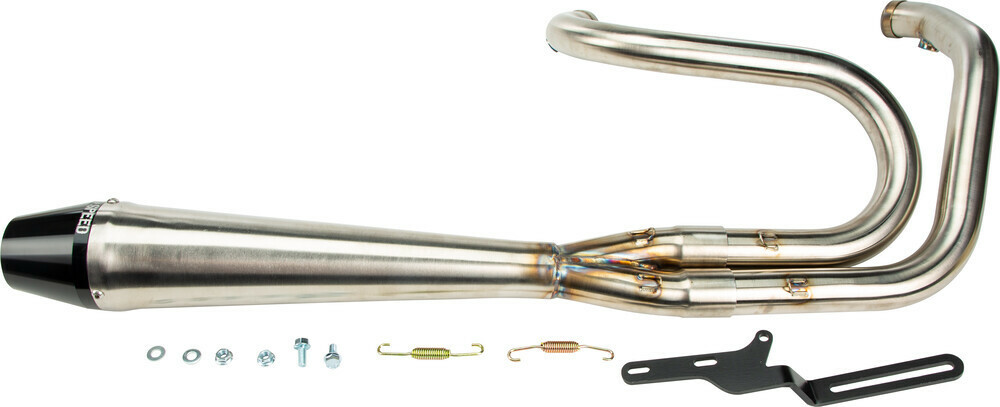 【USED】スティックターボII LOCKFIELD ST2 t2_pipe Sawicki 2 into 1 Black Pipe Black Tip Exhaust System Harley