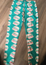 LEGGINGS BURGER SUMMER UK SIZE 12-14 SPORT PARTY TRAVEL WORK WOMEN'S