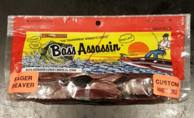 Bass Assassin - 4'' Eager Beaver 10 Per Pack Red Shad Green Glitter