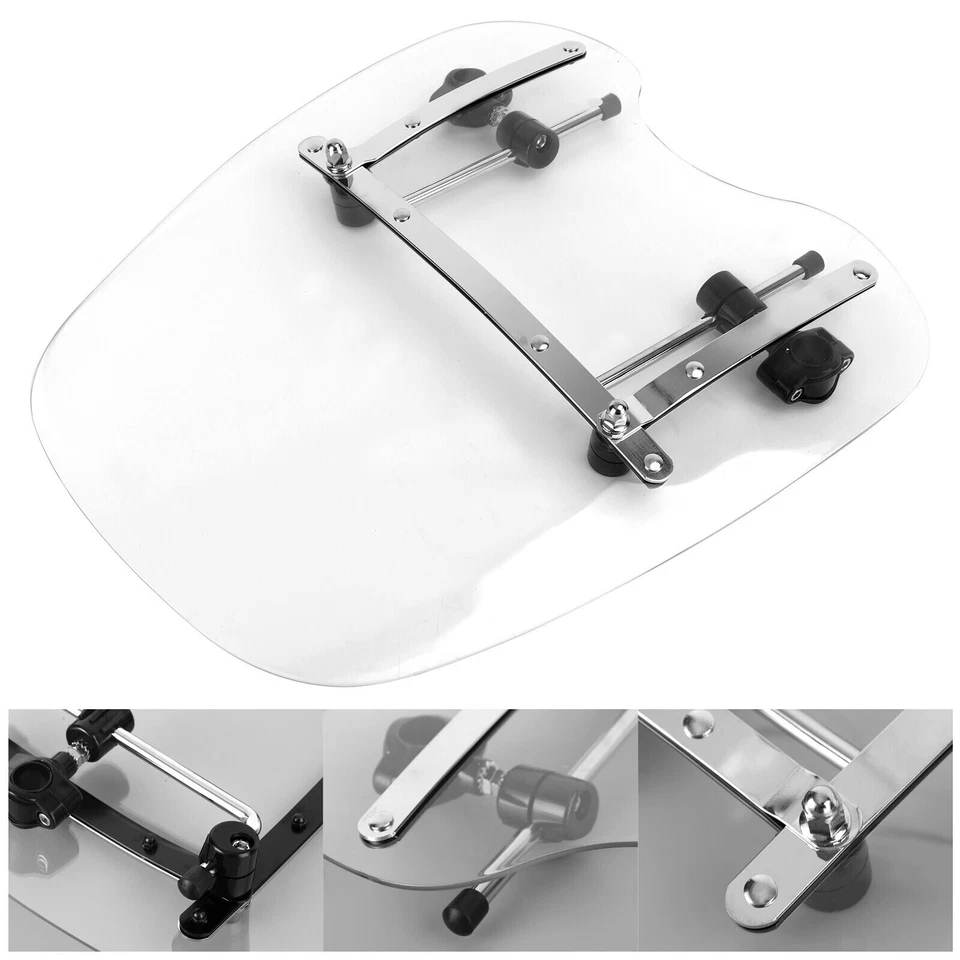 Clear Large 19"x17" Windshield Windscreen For Honda Kawasaki Yamaha Suzuki US Foto 2 de 4