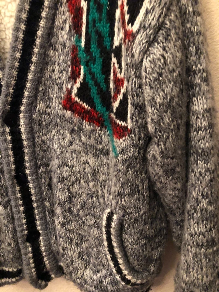 GIGI DE COLECCIÓN Suéter/Cárdigan de Lana de Corderos Grueso Gran Tamaño Negro/Gris/Blanco Bolsillos Foto 3 de 4