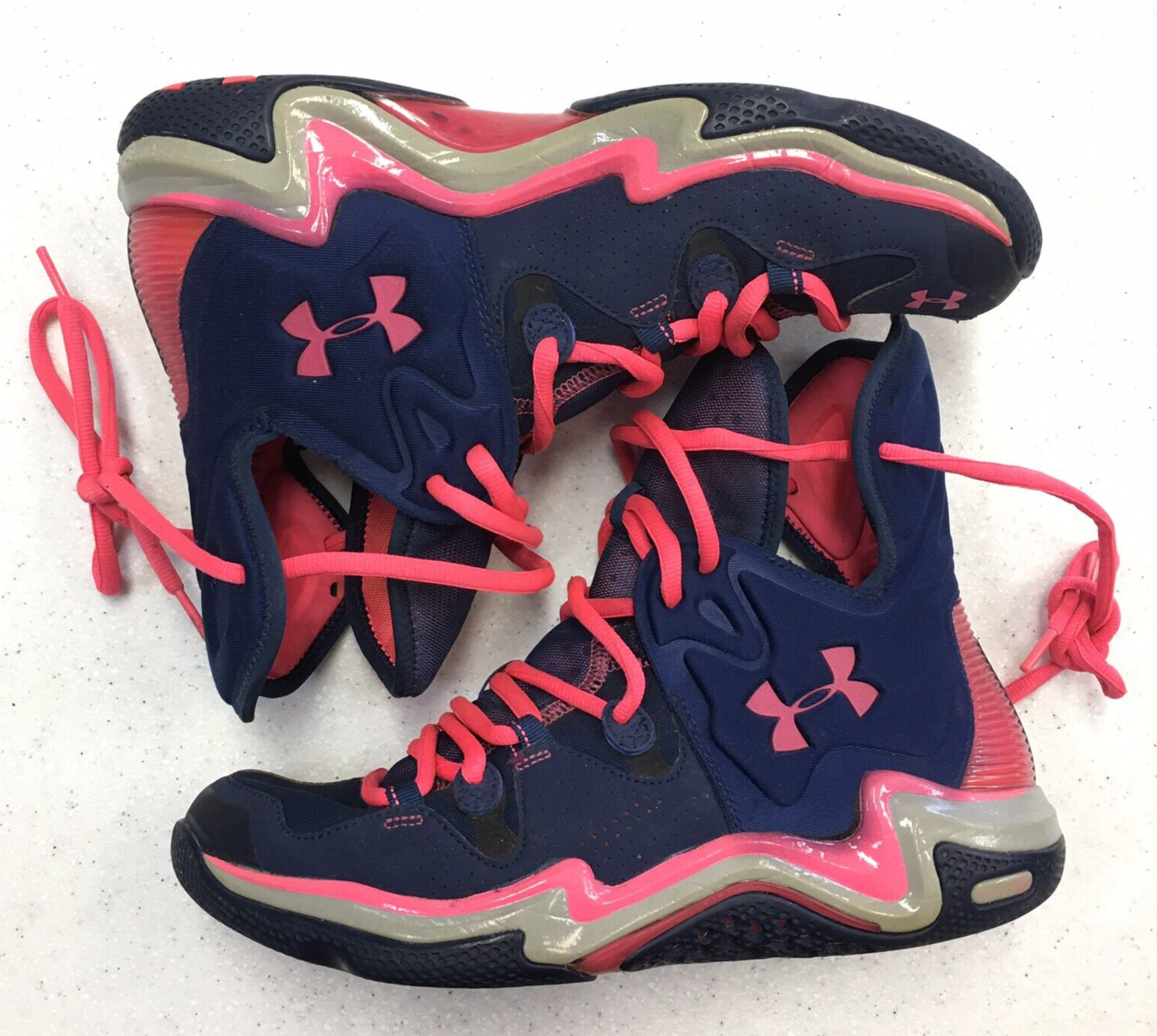 Under Armour Shoes Micro G Charge Mens 10 High Top Basketball Neon Pink  Blue | eBay