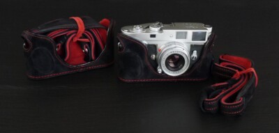 LUIGI TENDERLY BLACK CASE for LEICA M2-M3-M4,M4-P,-M6-M7-MP,M-A, LINED STRAP+DHL