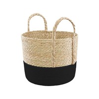 Korb Mit Henkel Flechtkorb Geflochtener Korb Aufbewahrungskorb 27X28 Cm Schwarz