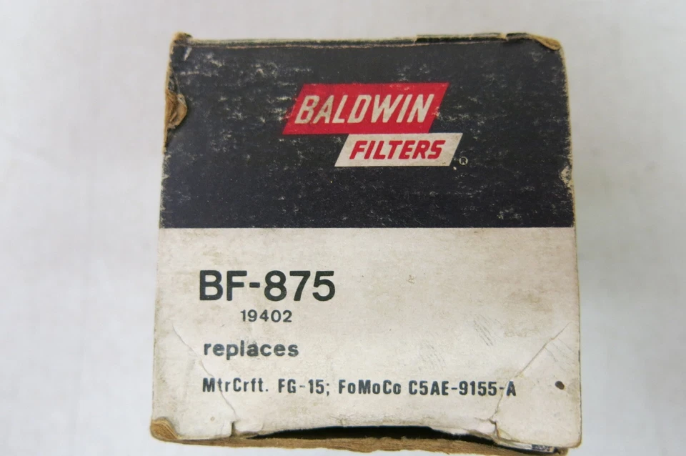 Filtro de combustible Baldwin vintage 19402 para Ford 1966-1966 (BF-875) Foto 3 de 3