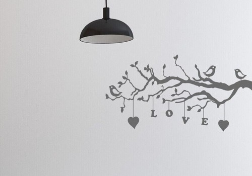 Love Birds On Tree Branch With Words Design Wall Art Decal Vinyl Sticker - Picture 2 of 5