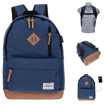 Rucksack USB Elephant Freizeitrucksack Schulrucksack backpack 12689 Twotone Blau