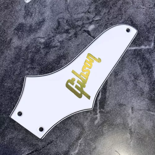 White 3 Ply Truss Rod Cover #5 for Epiphone Thunderbird + Gold Logo Decal