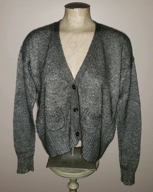 J.Crew mohair gray cropped cardigan sweater ladies M slouchy eBay