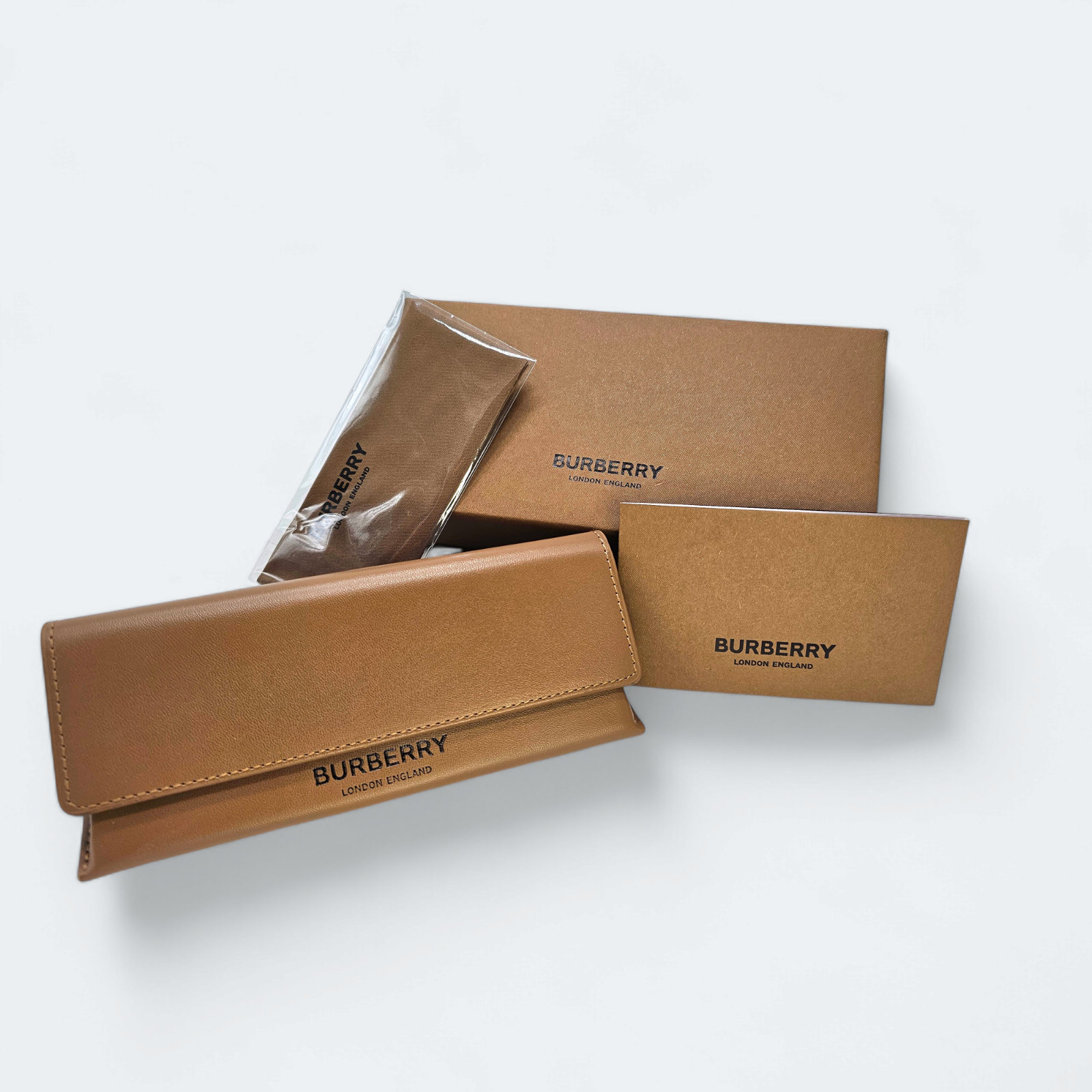 New BURBERRY Brown Authentic Eyeglasses & Sunglasses Case