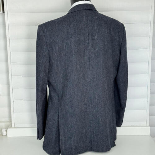 DAKS Navy Blue Herringbone Tweed Country Wear Blazer Sports Jacket 48L - Picture 5 of 10