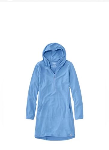 New NWT L.L. Bean Women's Sand Beach Cover-Up Hooded Tunic in Blue M Medium