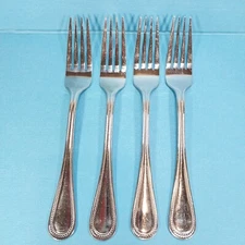 4 Wallace CONTINENTAL BEAD 8.25" Dinner Forks 18/10 Stainless Glossy Bead
