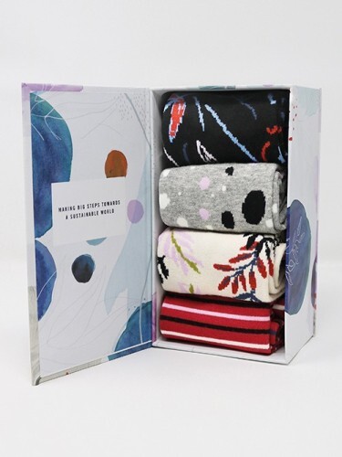 THOUGHT ORGANIC COTTON GIFT BOX 4 PAIRS SOCKS - LETITIA FLORAL SBW5570 - BNIB - 第 1/2 張圖片