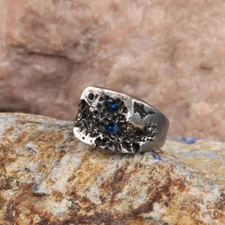 Blue Sapphire Men's Ring 925 Sterling Silver Ring Statement Ring Men Signet Ring