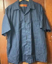 Red Kap Work Shirt Blue Stripped XL Short Sleeve Ships Free