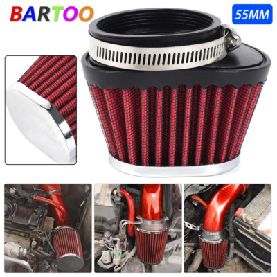 2-Pack 2.15” Air Intake Cone Filters – 55mm Neck, Red, For Cars, Trucks, SUVs & Motorcycles
