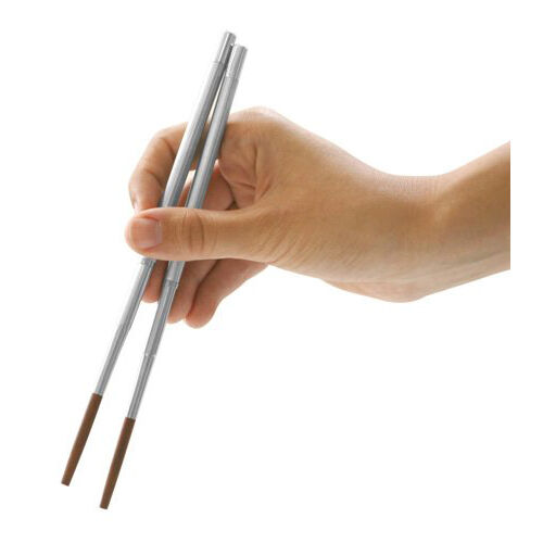 kikkerland Stainless Steel travel Chopsticks Chop stick CD20 with carrying case - Afbeelding 1 van 3
