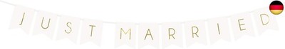 PartyDeco Hochzeit Banner mit Just Married Inschrift Braut Hochzeit Dekoration