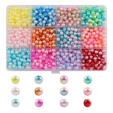 1200Pcs Imitation Pearls Beads with Hole for Craft Jewelry Making Bracelets 6MM