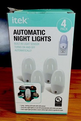 ITEK White Automatic Sensor LED Night Lights  - Standard USA Plug 4 Pack