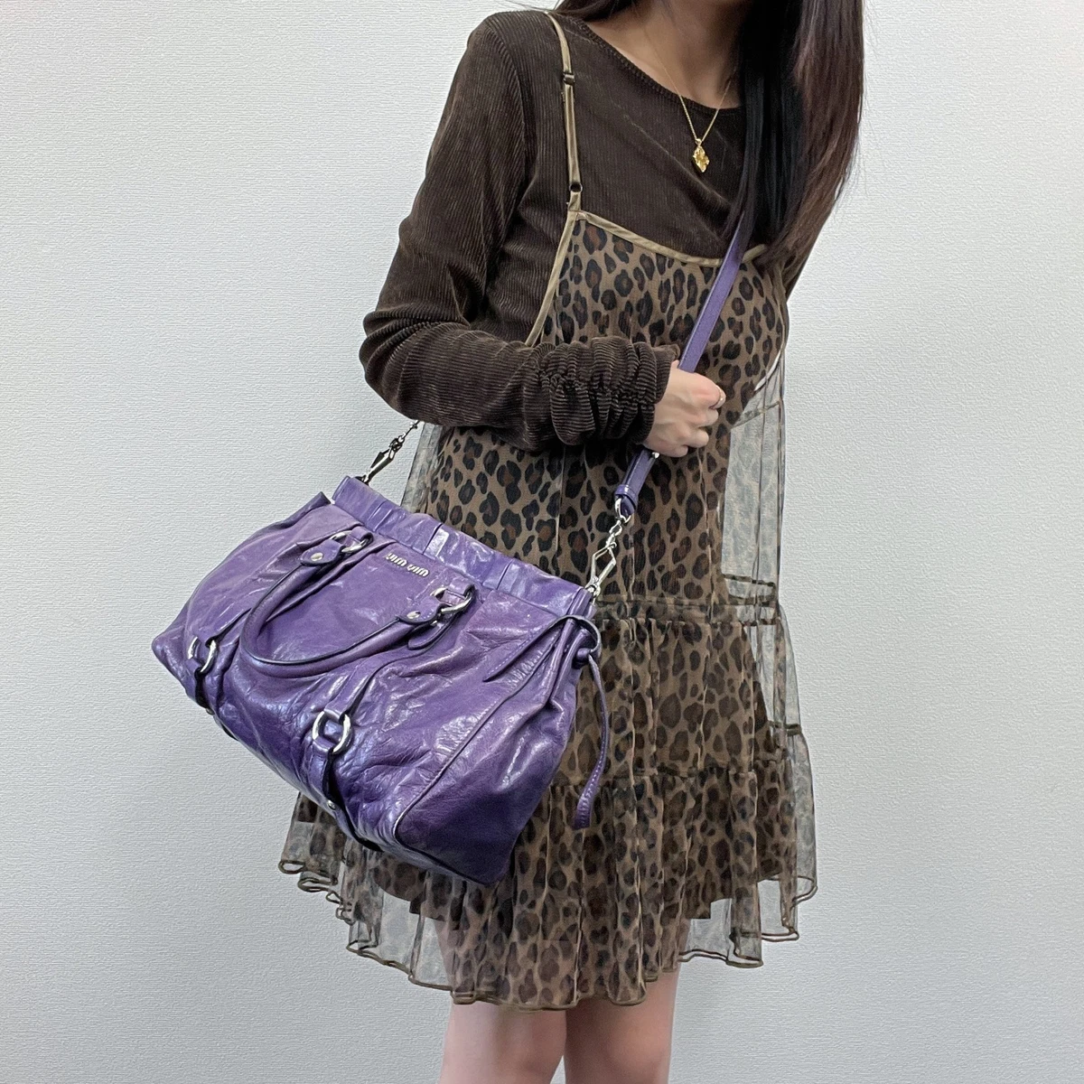 Purple Leather Exterior Miu Miu Bags & Handbags for Women for sale