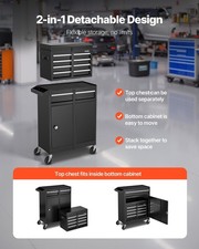 Rolling Tool Chest, 2-in-1 Design, 5 Drawers Tool Cabinet Organizer with Detacha