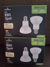 2x Morrisons R80 LED Spot Light Bulbs - E27 Screw - Warm White Twin Pack NEW