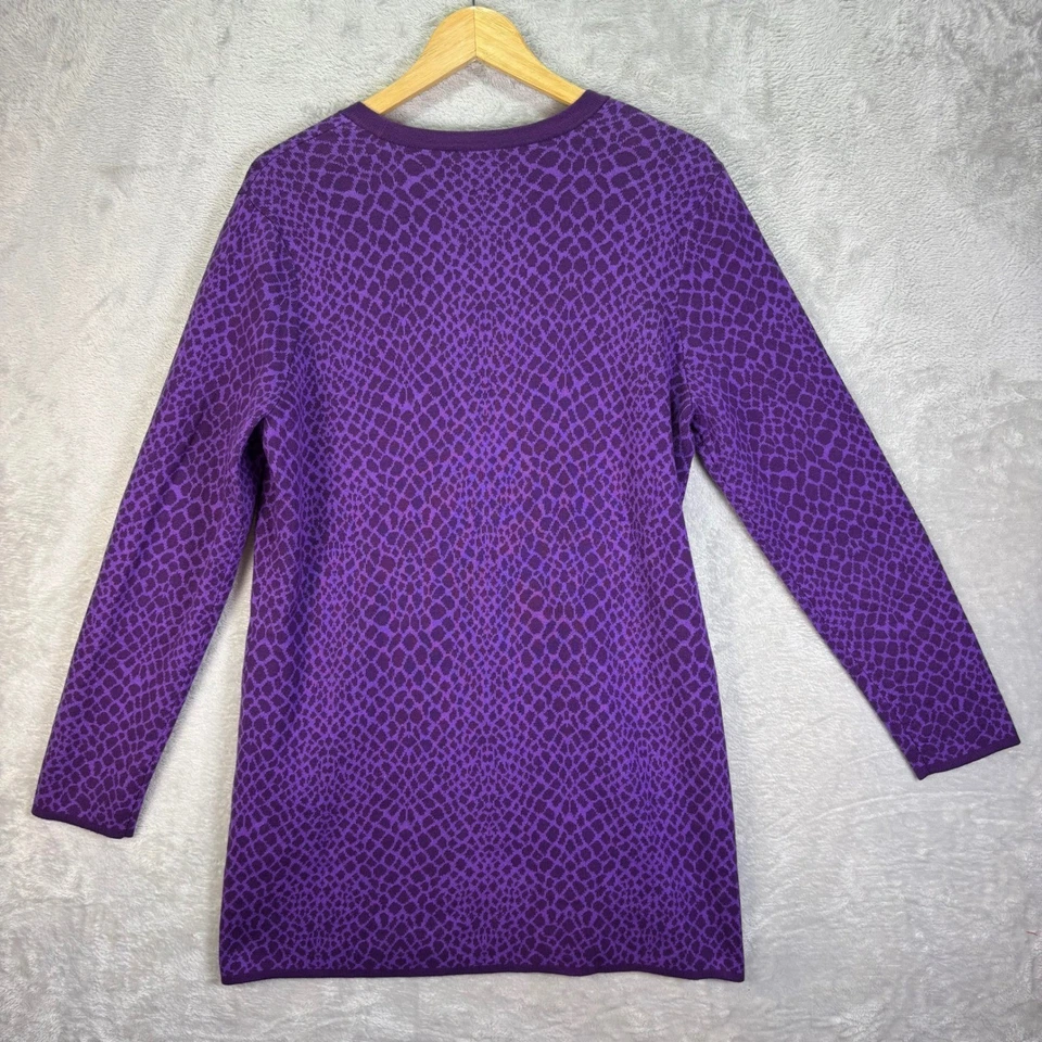 Suéter Cárdigan Largo Isaac Mizrahi Live Para Mujer L Púrpura Botón Frontal Acogedor Foto 3 de 4