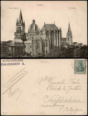 Postcard Aachen Cathedral, south side. St Foillan. 1912
