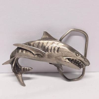 #ad #ad Great American Buckle Co Shark Belt Buckle Vintage 1988 Silver Tone $39.00