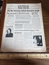 RARE Original WWII 1944 Raytheon News - Defense Contractor Employee Newspaper