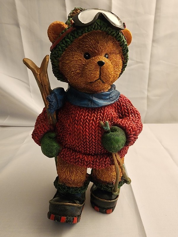 Winter Sports Bear Figure - Hard Material Delicate Beautiful Ski