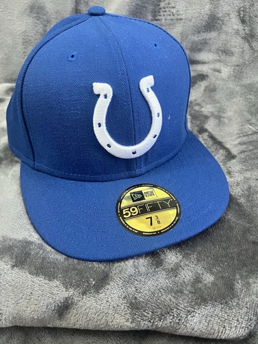 Cappello uomo donna Indianapolis Colts blu aderente New Era 59Fifty 7 3/8 58,7 cm - Foto 1 di 17