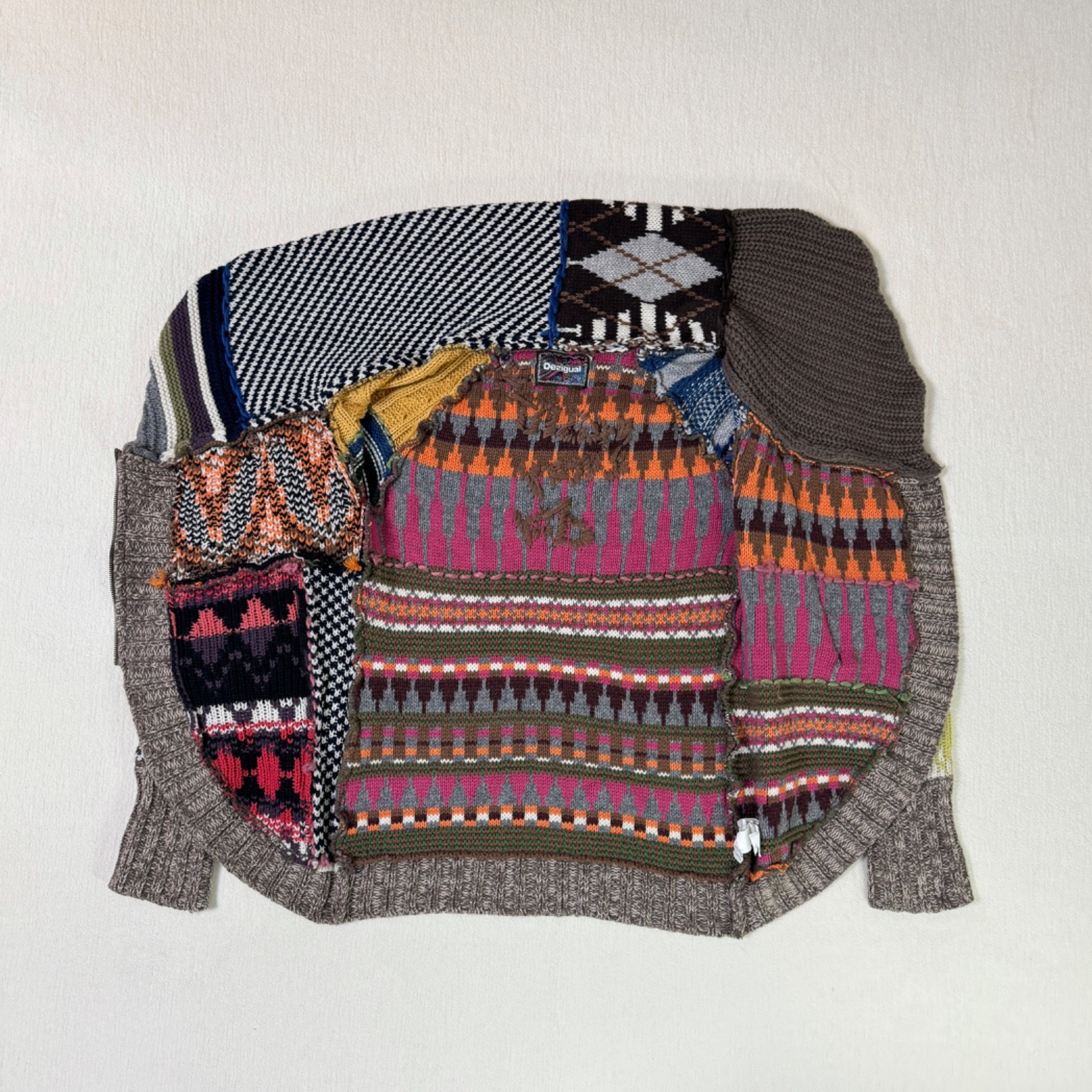Desigual Multicolor Patchwork Geometric Knit Zip … - image 11