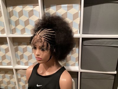 Braided Cornrow Human Hair Afro Wig. It s Made On A Full Lace Wig. Women s Wig.