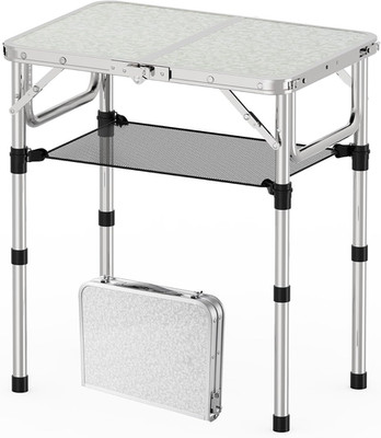 Folding Camping Table, Aluminum 24'' x 16'' Adjustable Height Max 27.5'' with Carry