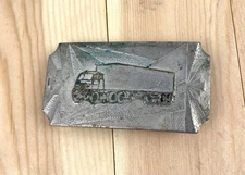 Vintage Trucking Belt Buckle Art Deco Silver Tone Hook-Fast