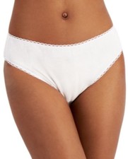 Charter Club Everyday Cotton High-Cut Brief Underwear Small White