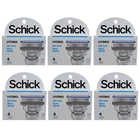 6 Packs Schick Hydro Dry Skin 5 Blades Razor 4 Refills/Pack, Total 24 Cartridges