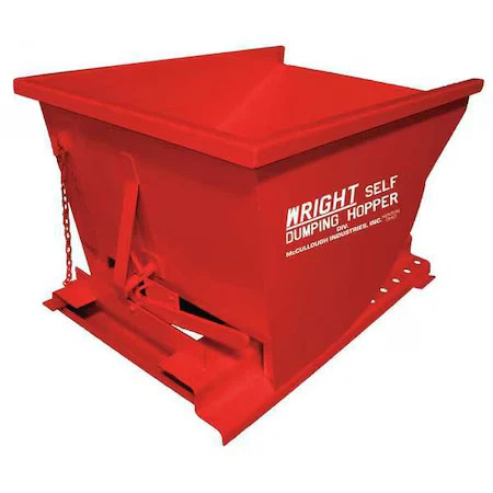 ZORO SELECT Self Dumping Hopper, 7 Cu Ft, Load Capacity 4000 Lb, Red, 2577 Red